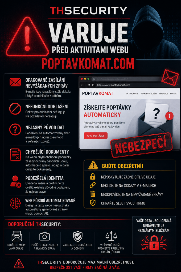 THSECURITY.CZ varuje před webem Poptavkomat.com a opakovaným rozesíláním nevyžádaných zpráv
