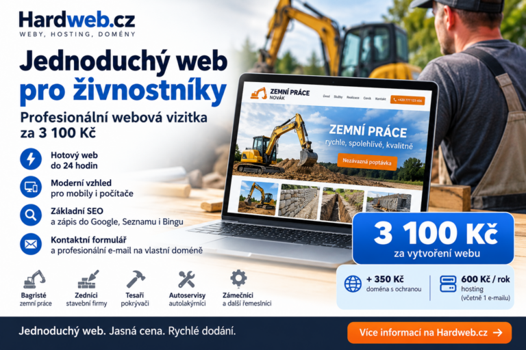 Uvolnila se nám kapacita: jednoduchý profesionální web pro živnostníky za 3 100 Kč | Hardweb.cz